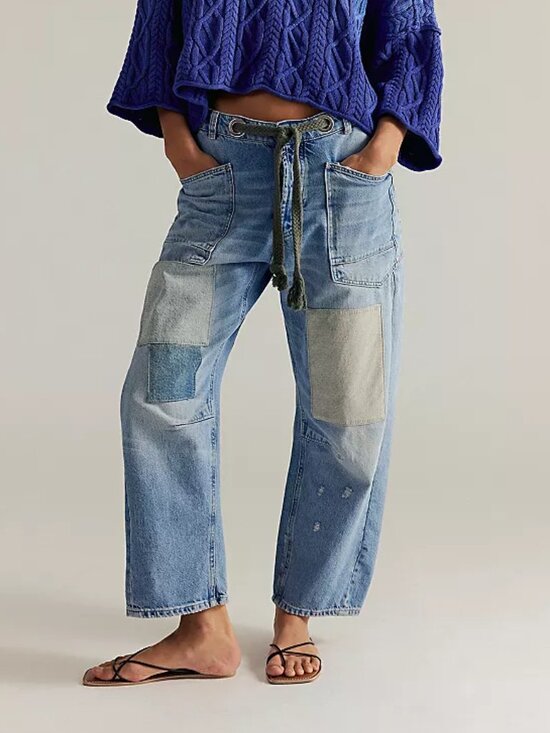Free People Denim - Free People We The Free Moxie Pull-On Barrel Jeans Truest Blue NWOT Size 27